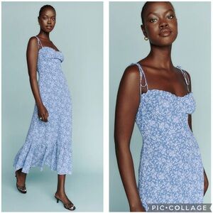 Reformation Enya Floral Maxi Dress Clio‎ Blue 18